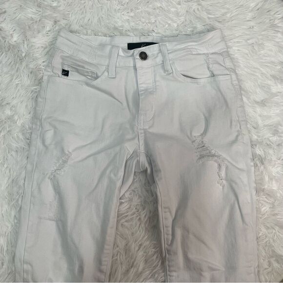 KanCan Estilo Distressed Raw Frayed Hem White Skinny Cropped Jeans Size 3/25 - Picture 8 of 12